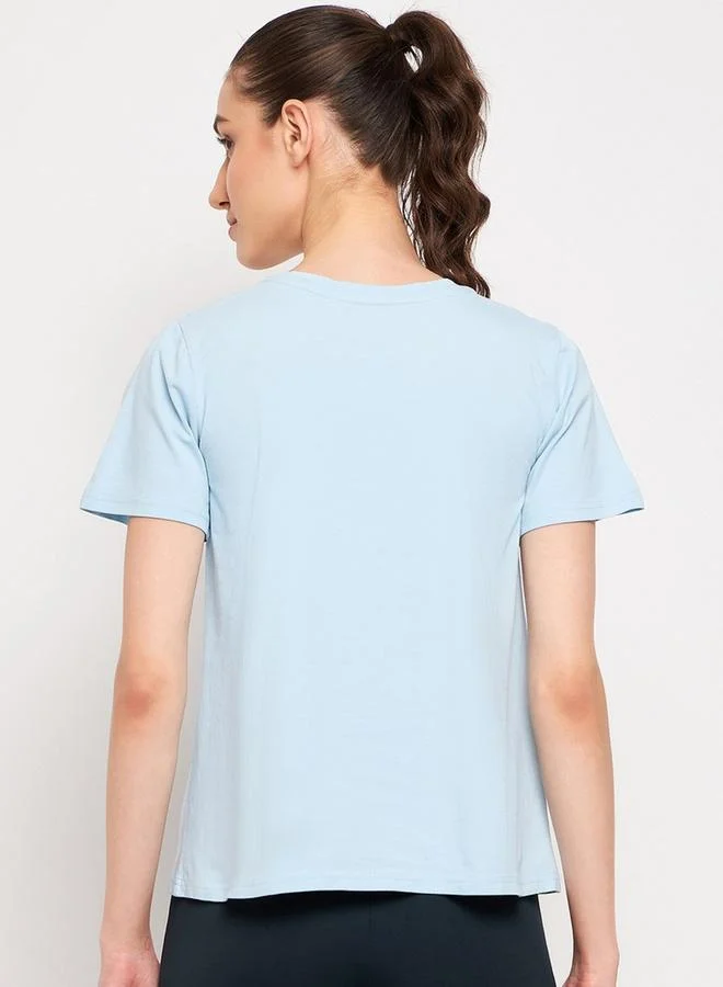 Take Two Take Two Women Light Blue Knitted Short Sleeve T-Shirt