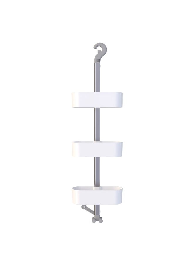 Primanova 3-Shelves Adjustable Hook Bath Shelf White and Silver 25 x 8.5 x 7.5 cm M-N50-03-01