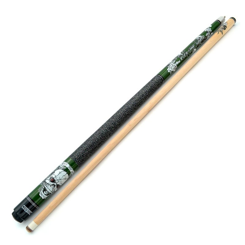 CUESOUL 58 inch 21oz 1/2 Maple Pool Cue Stick Kit- Rock The World Stylish Pattern Cue Design in Green Paint - Image 5