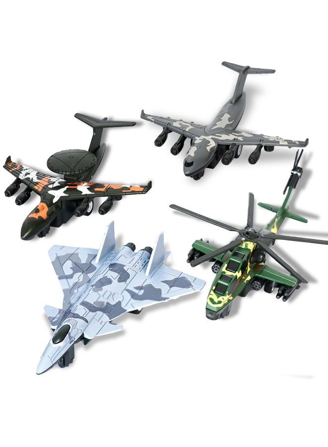 Crelloci 4PCS Army Airplane Toys Set-Diecast Aircraft Plane Model Kit Military Fighter Jet Playset Helicopter Camouflage Pull Back Aircraft Kids Play Vehicle for 3+Year Old Boys Girls - Image 1