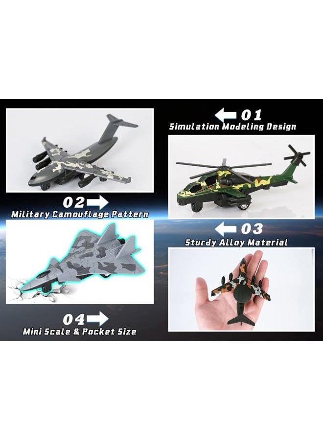 Crelloci 4PCS Army Airplane Toys Set-Diecast Aircraft Plane Model Kit Military Fighter Jet Playset Helicopter Camouflage Pull Back Aircraft Kids Play Vehicle for 3+Year Old Boys Girls - Image 3