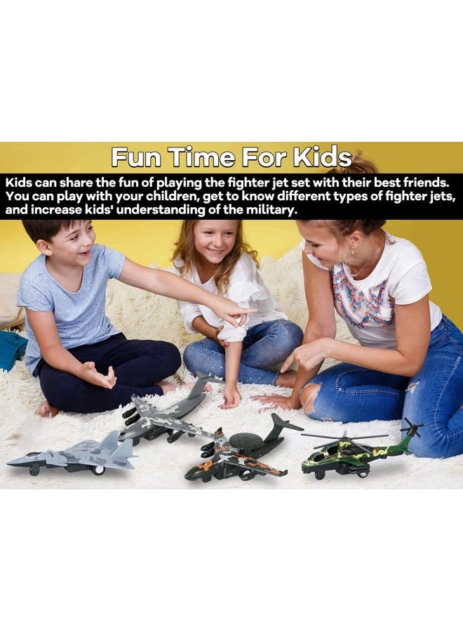 Crelloci 4PCS Army Airplane Toys Set-Diecast Aircraft Plane Model Kit Military Fighter Jet Playset Helicopter Camouflage Pull Back Aircraft Kids Play Vehicle for 3+Year Old Boys Girls - Image 5