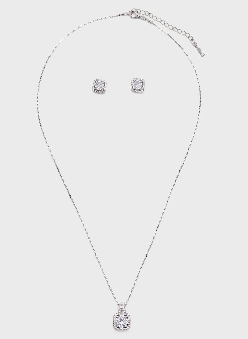 Ella Limited Edition Cz Pendant Necklace & Earrings Set