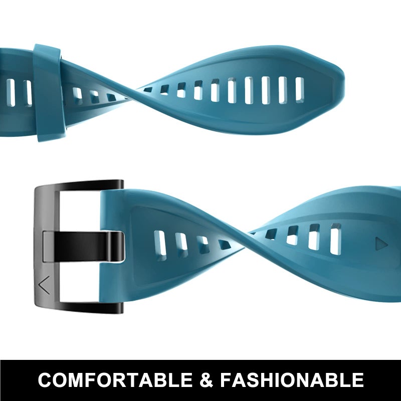 OVERSTEP Compatible with Fenix 7 Watch Band, 22mm Width Soft Silicone Watch Strap for Garmin Fenix 5/Fenix 5 Plus/Fenix 6/Fenix 6 Pro Smartwatch (Sky Blue) - Image 4