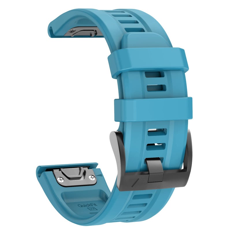 OVERSTEP Compatible with Fenix 7 Watch Band, 22mm Width Soft Silicone Watch Strap for Garmin Fenix 5/Fenix 5 Plus/Fenix 6/Fenix 6 Pro Smartwatch (Sky Blue) - Image 2
