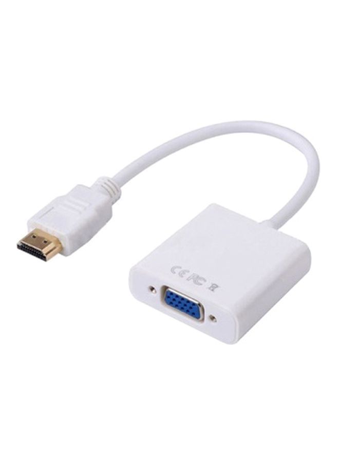NIBEMINENT 1080p Resolution HDMI Male To VGA Female Cable Adapter White/Silver - Image 1