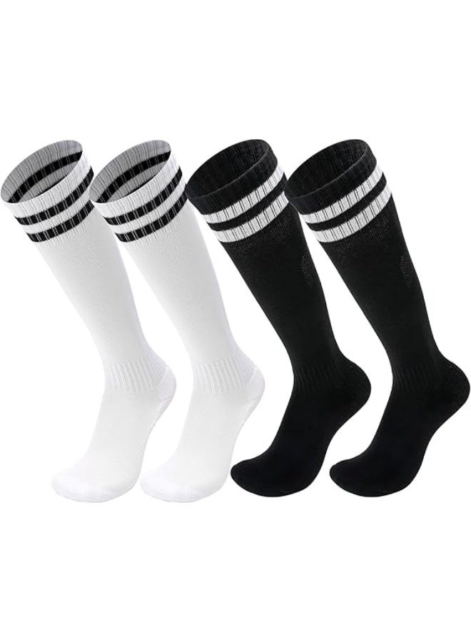 Kids Soccer Socks 2 Pairs, Knee High Football Sports Socks for Boys & Girls Age 5-12, Athletic Team Socks for Soccer, School, Dance, Training & Outdoor Sports - Image 1