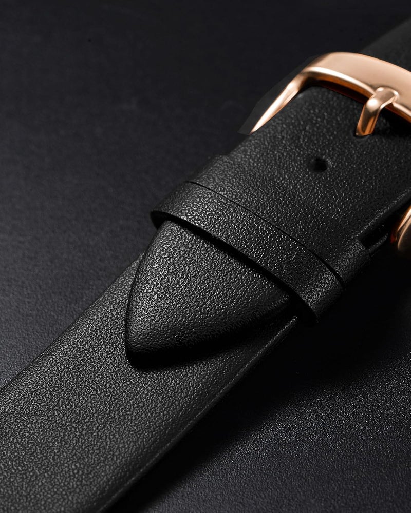 QUARKZMAN Leather Watch Strap Watch Leather Strap Watch Straps Flat Thin Elegant Leather Watch Strap Buckle for Smartwatch Men Women Men Women - Image 4