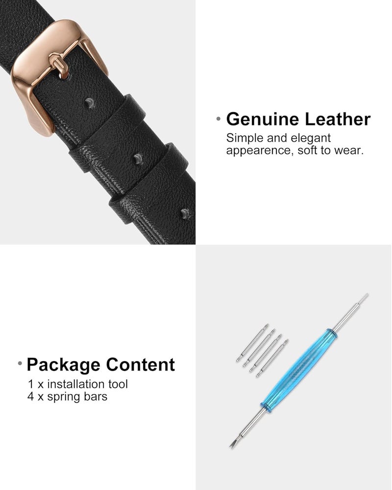 QUARKZMAN Leather Watch Strap Watch Leather Strap Watch Straps Flat Thin Elegant Leather Watch Strap Buckle for Smartwatch Men Women Men Women - Image 3