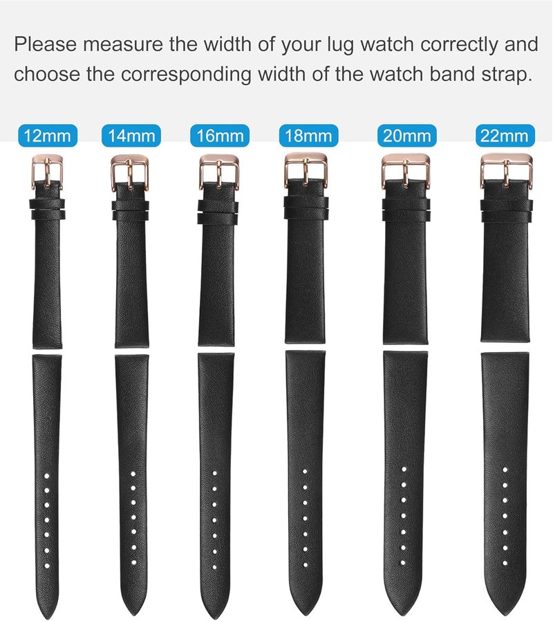 QUARKZMAN Leather Watch Strap Watch Leather Strap Watch Straps Flat Thin Elegant Leather Watch Strap Buckle for Smartwatch Men Women Men Women - Image 2