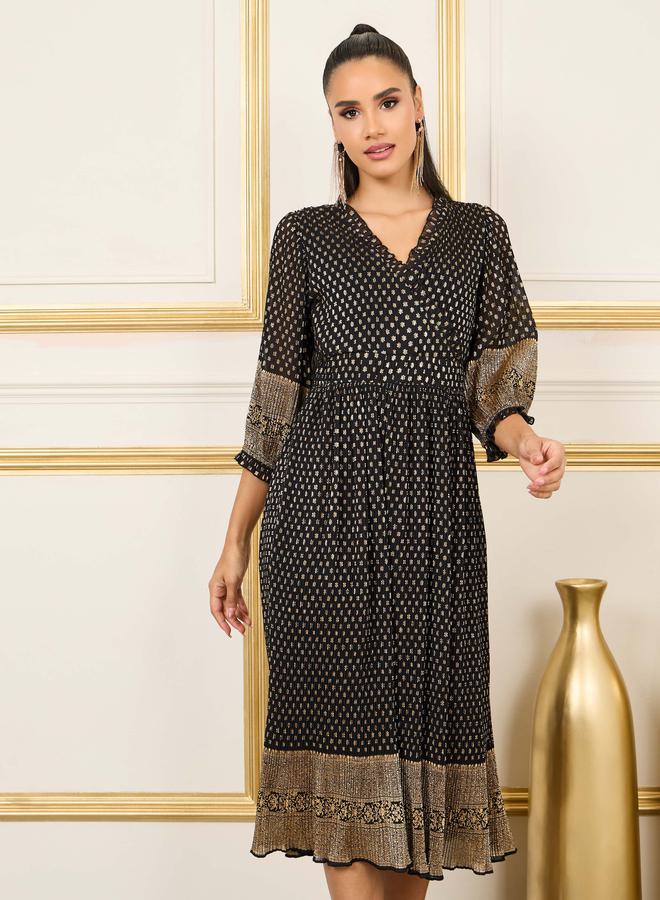 ستايلي فستان ميدي شيفون بنقوش - Image 2