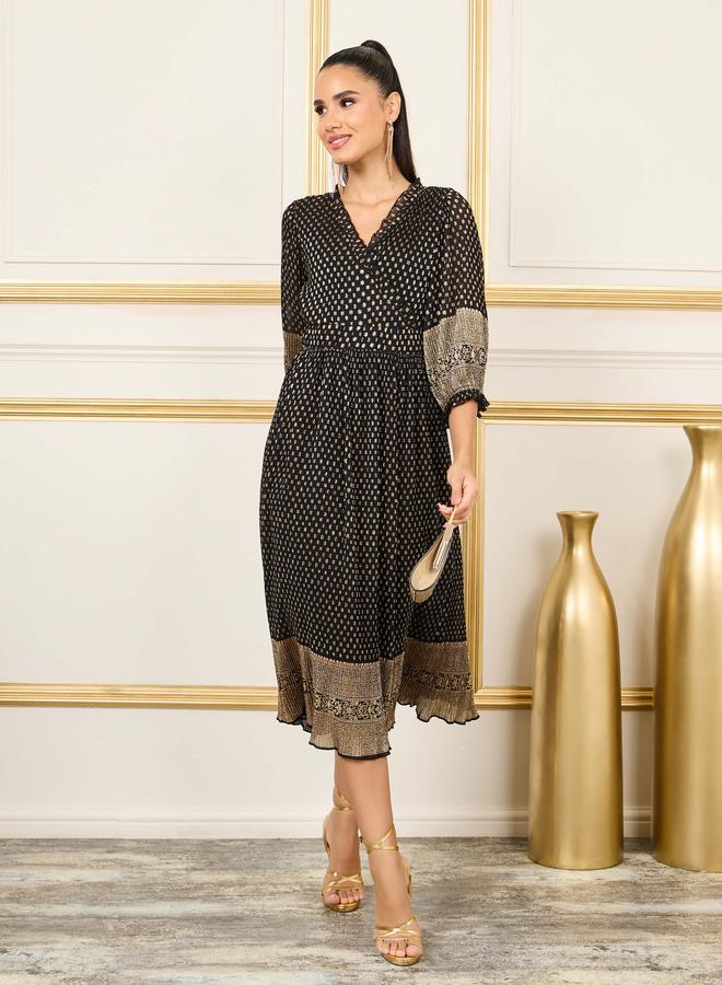 ستايلي فستان ميدي شيفون بنقوش - Image 1