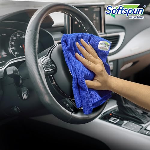 SOFTSPUN Microfiber Cleaning Cloth 4 pcs 30x40cm 340 GSM Blue Thick Lint & StreakFree Super Absorbent Multipurpose Automotive Towels for Cars Bike Glass Polishing Washing & Detailing. - Image 2