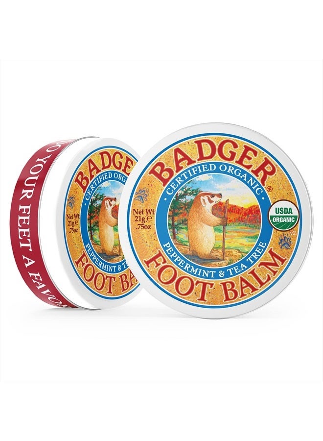 Badger Foot Balm, Peppermint & Tea Tree, Heel Balm for Dry Cracked Feet, Certified Organic, Foot Balm with Essential Oils, Extra Virgin Olive and Jojoba Oils, 0.75 oz - Image 3