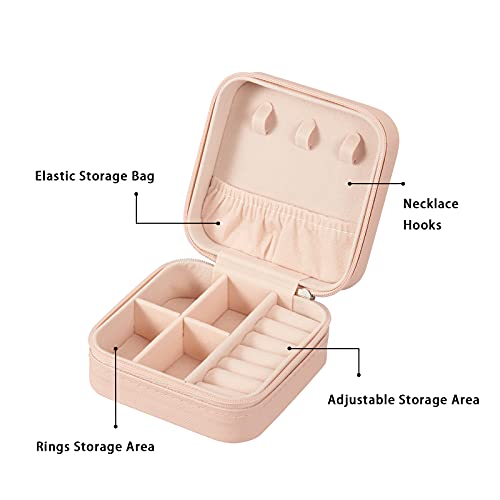 LETURE PU Leather Small Jewelry Box, Travel Portable Jewelry Case for Ring, Pendant, Earring, Necklace, Bracelet Organizer Storage Holder Boxes (Pink) - Image 3