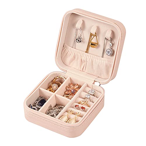 LETURE PU Leather Small Jewelry Box, Travel Portable Jewelry Case for Ring, Pendant, Earring, Necklace, Bracelet Organizer Storage Holder Boxes (Pink) - Image 4