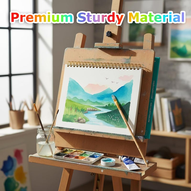 Hapikalor 5.5"x8.5"Watercolor Small Sketchbook for Kids, 30 Sheets (60 Pages) Spiral Bound, Water Color Paper, 140lb/300gsm Watercolor Paper, Watercolor Notebook, Watercolor Journal, Sketch Pad, Teal - Image 5