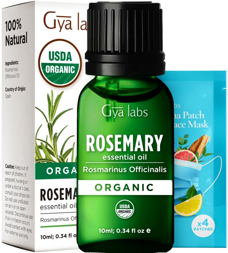 Gya Labs Organic Rosemary Essential Oil - 0.34 Fl Oz - for Skin, Hair, Diffuser, Aromatherapy, DIY Candle Making Scents - Image 1