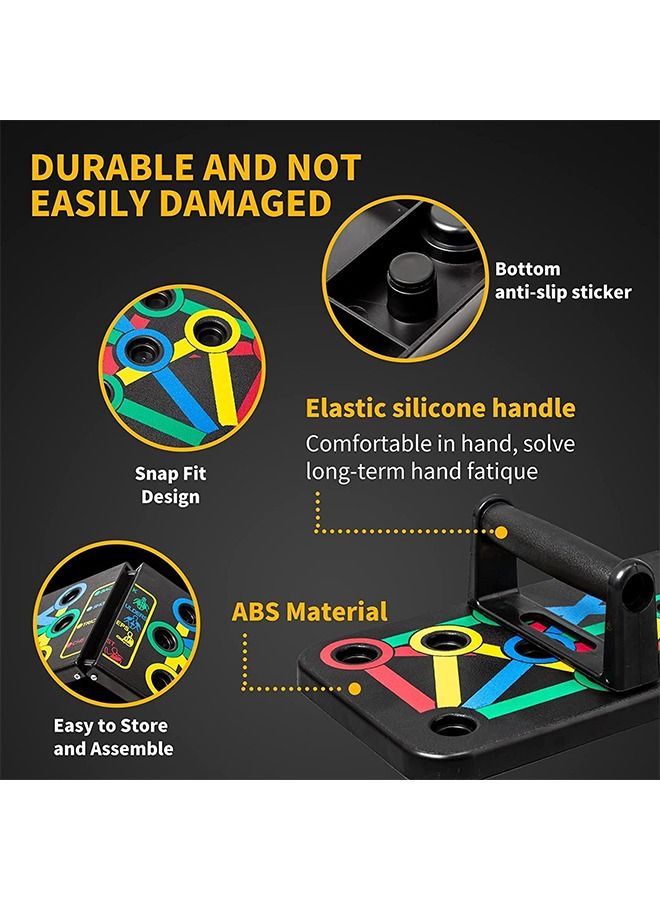 لوح تمرين الضغط من Maynardy، جهاز تمارين اللياقة البدنية، جهاز توسيع الصدر، جهاز تمرين العضلات، شريط متعدد الوظائف، مقابض قابلة للطي للأرضية لتقوية عضلات الذراعين والظهر، صالة ألعاب رياضية منزلية محمولة للرجال والنساء (أسود) - Image 2