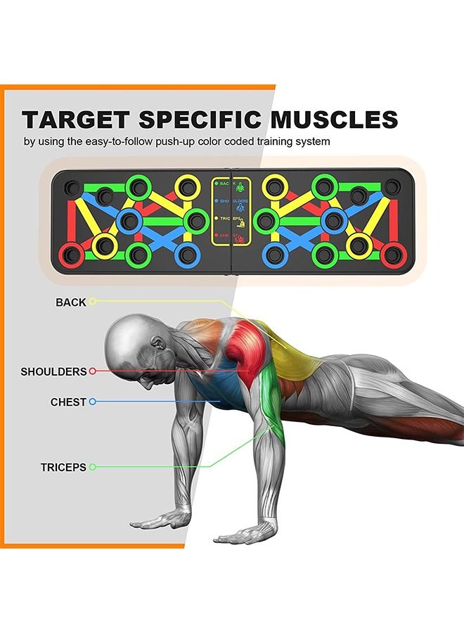 لوح تمرين الضغط من Maynardy، جهاز تمارين اللياقة البدنية، جهاز توسيع الصدر، جهاز تمرين العضلات، شريط متعدد الوظائف، مقابض قابلة للطي للأرضية لتقوية عضلات الذراعين والظهر، صالة ألعاب رياضية منزلية محمولة للرجال والنساء (أسود) - Image 3