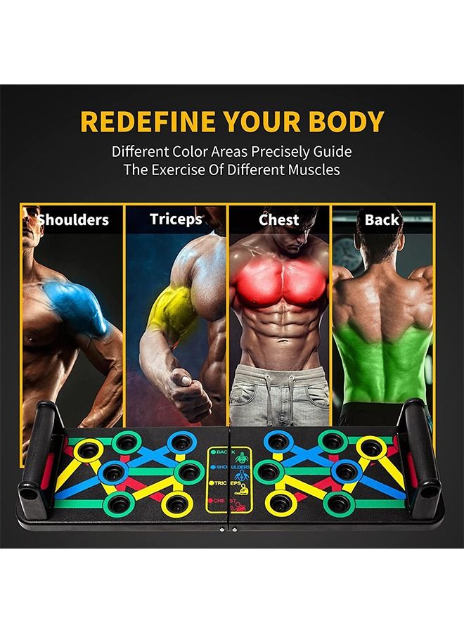 لوح تمرين الضغط من Maynardy، جهاز تمارين اللياقة البدنية، جهاز توسيع الصدر، جهاز تمرين العضلات، شريط متعدد الوظائف، مقابض قابلة للطي للأرضية لتقوية عضلات الذراعين والظهر، صالة ألعاب رياضية منزلية محمولة للرجال والنساء (أسود) - Image 4