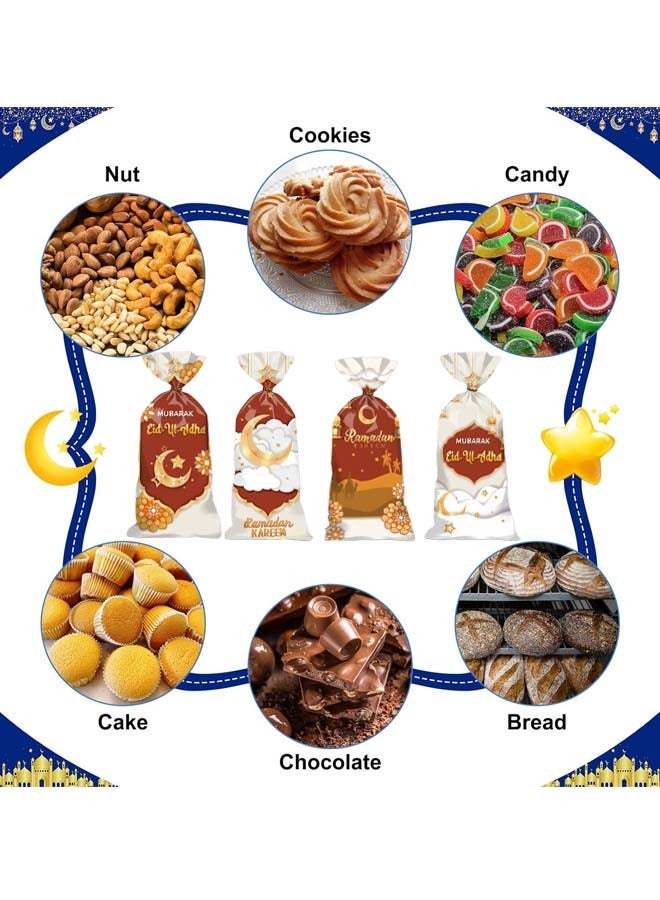 50 قطعة من أكياس الحلوى المصنوعة من السيلوفان لرمضان كريم، أكياس هدايا عيد مبارك للأطفال مع أربطة ملتوية، 4 أنماط من هدايا الحفلات وديكورات الوجبات الخفيفة في العطلات - Image 4