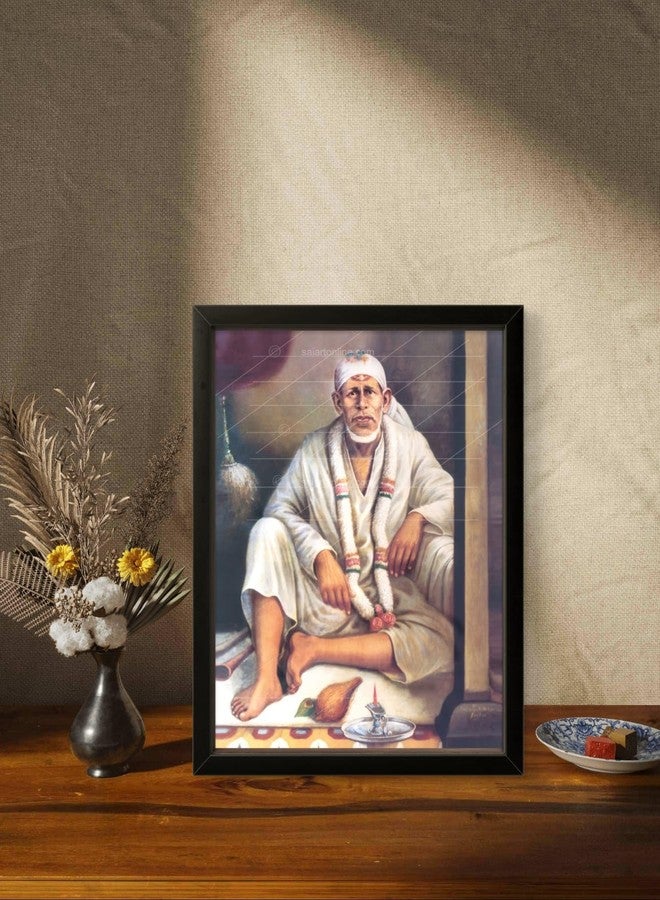 Hemant art إطار صور هيمانت آرت للورد شيردي ساي بابا، ساي بابا دواركاماي، صور أصلية غير لامعة، لوحة قماشية مطبوعة بإطار مستورد مقاوم للماء من ألياف إيطالية، مقاس 10 × 12 بوصة - Image 1
