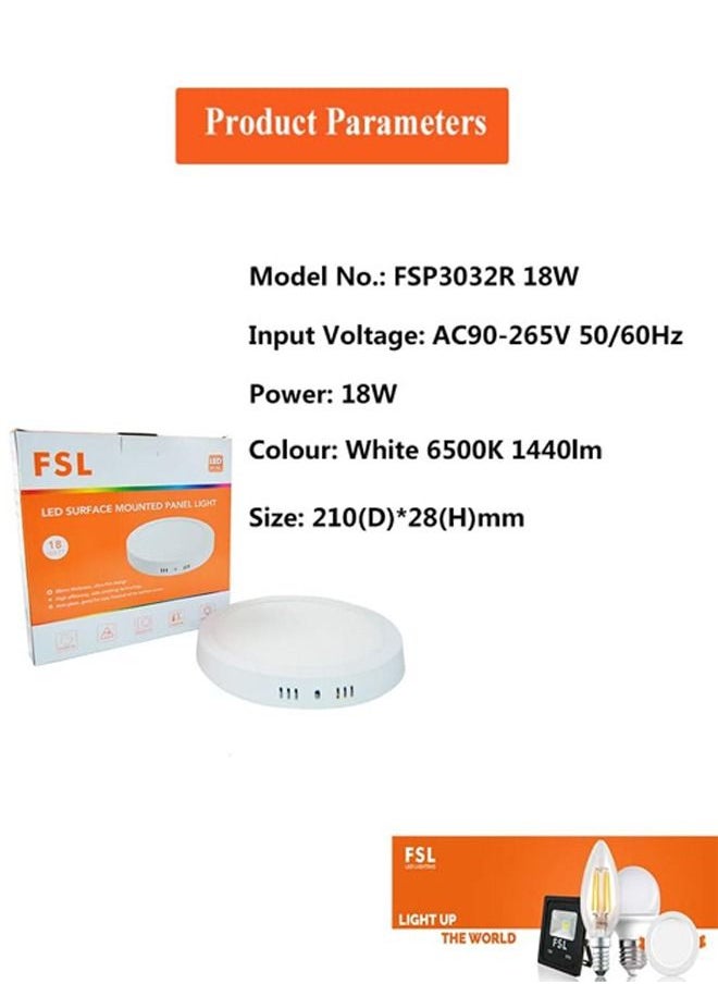 FSL LED Surface Mounted Panel Light 18W White  - Image 2