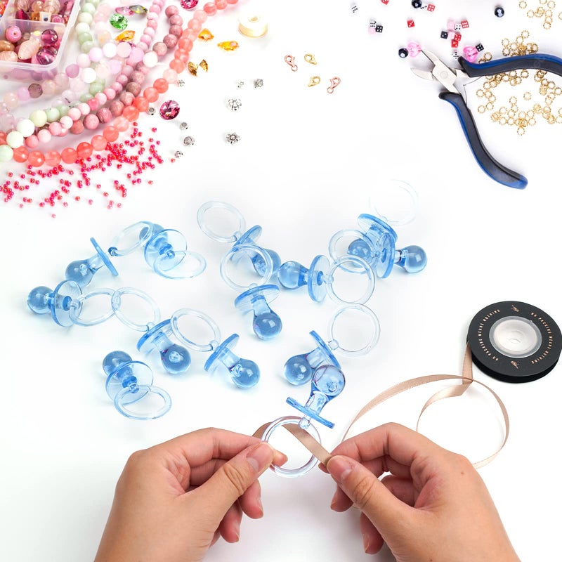 ZYFLSQ 50 Pieces 2.75 Inch Baby Pacifier Baby Shower Plastic Pacifier for Baby Shower Pacifier, Baby Shower Gender Show Party Decoration DIY Baby Shower Birthday Party Gift (Blue) - Image 3