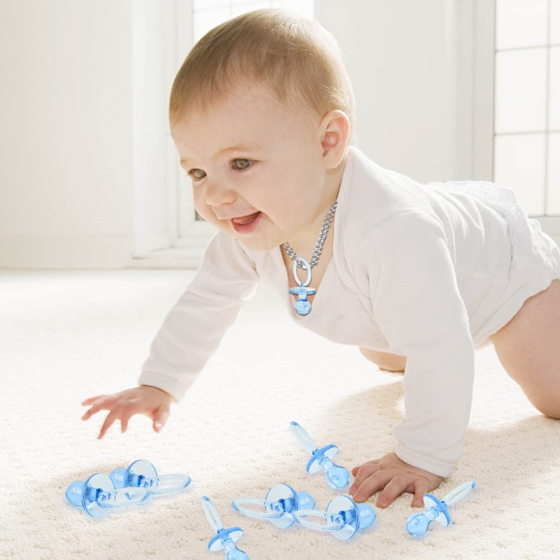 ZYFLSQ 50 Pieces 2.75 Inch Baby Pacifier Baby Shower Plastic Pacifier for Baby Shower Pacifier, Baby Shower Gender Show Party Decoration DIY Baby Shower Birthday Party Gift (Blue) - Image 4