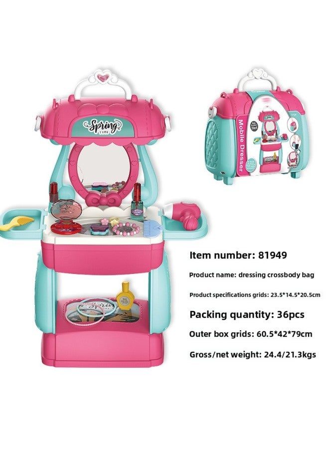 Children Play House Kitchen Cooking Toys Doctor Suit Little Girl Cosmetics Baby Dressing Table Suitcase-Color:Dressing Crossbody Bag  - Image 5