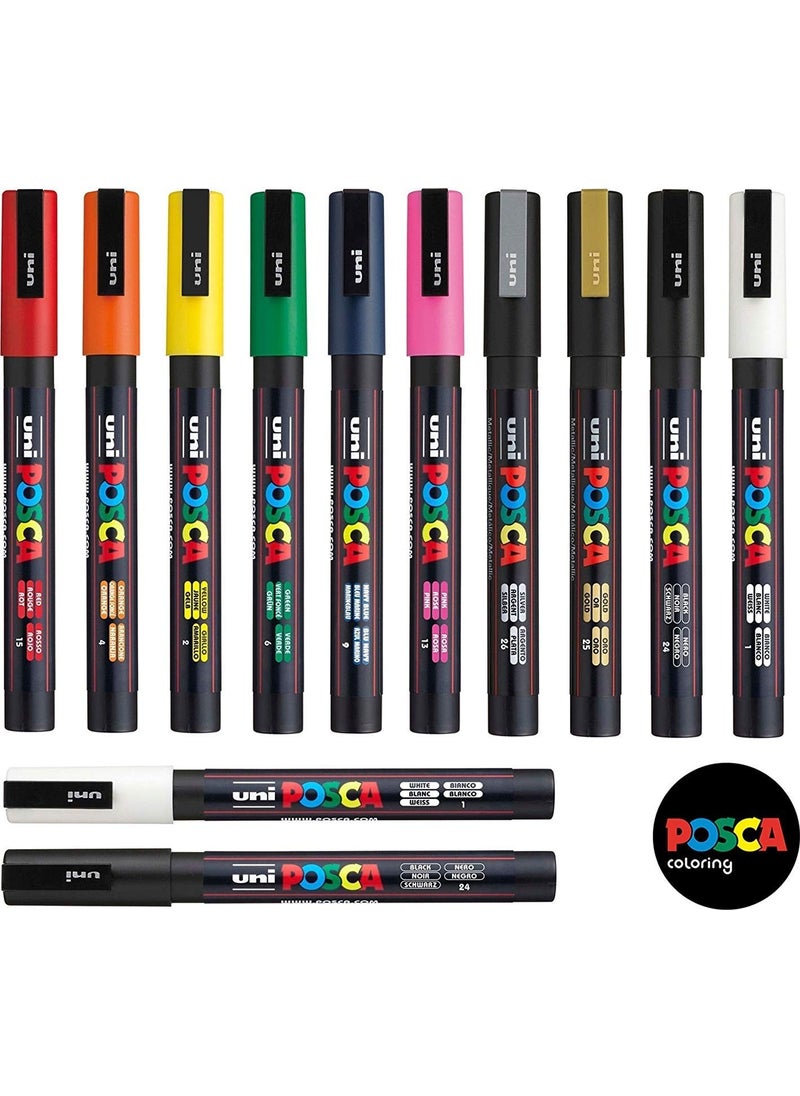 Uni Posca Marker PC3M 0.91.3mm Set of 12 