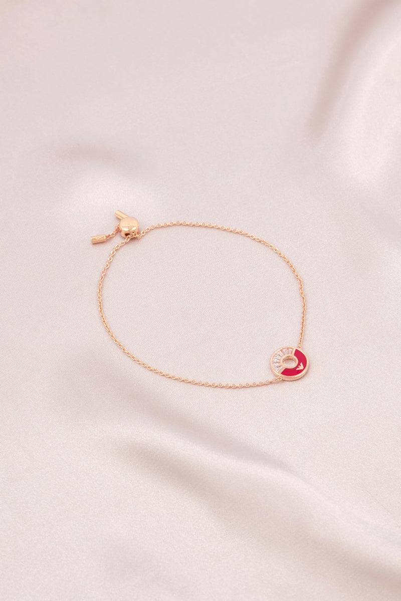 EMPORIO ARMANI Women EG3561221 Red Lacquer Station Bracelet, Rose Gold  - Image 1