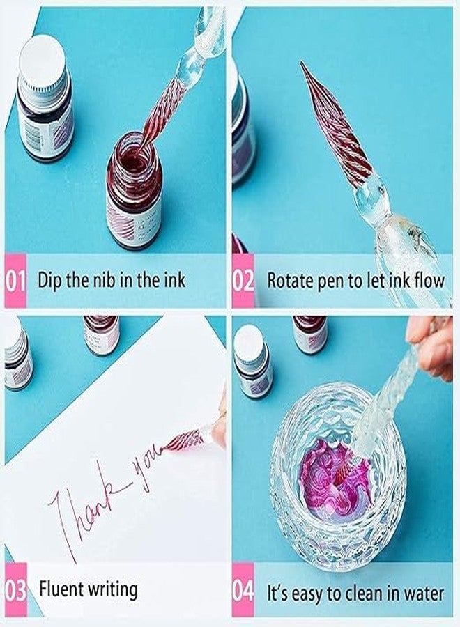 ADOERE طقم أقلام حبر وزجاج كريستالي من أدوير، أقلام خط مع حبر وحامل، قلم توقيع للفن والرسم والكتابة والديكور وهدية مثالية للأعمال التجارية - Image 3