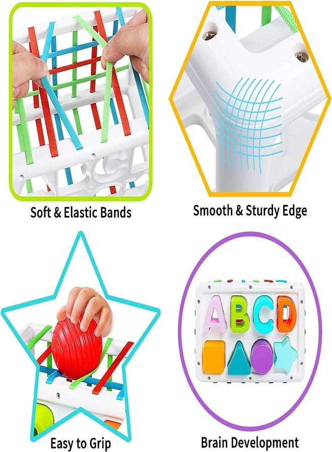 Tormeaw Baby Shape Sorter Toy, Toys Set, with 14 Pcs Sensory Shape, a Side of Toy and Elastic Bands Box, Brain Development for 1 2 3 Year Old,Gifts Early Education Toddlers - Image 3