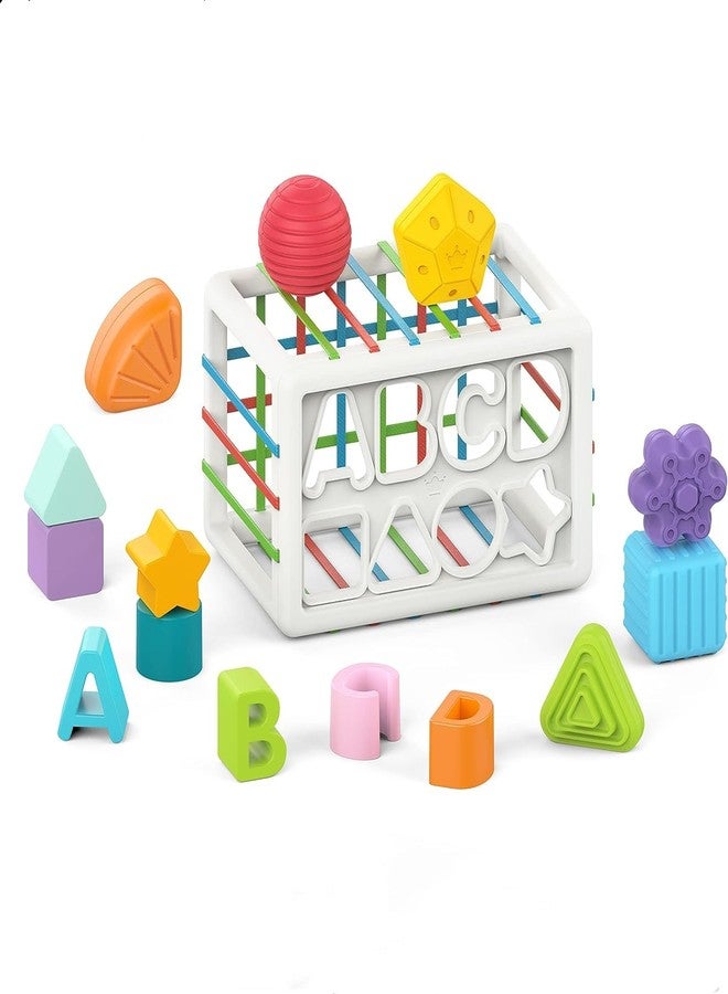 Tormeaw Baby Shape Sorter Toy, Toys Set, with 14 Pcs Sensory Shape, a Side of Toy and Elastic Bands Box, Brain Development for 1 2 3 Year Old,Gifts Early Education Toddlers - Image 1