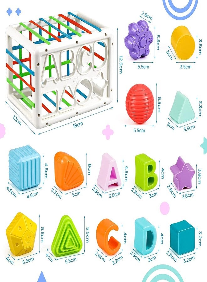Tormeaw Baby Shape Sorter Toy, Toys Set, with 14 Pcs Sensory Shape, a Side of Toy and Elastic Bands Box, Brain Development for 1 2 3 Year Old,Gifts Early Education Toddlers - Image 5