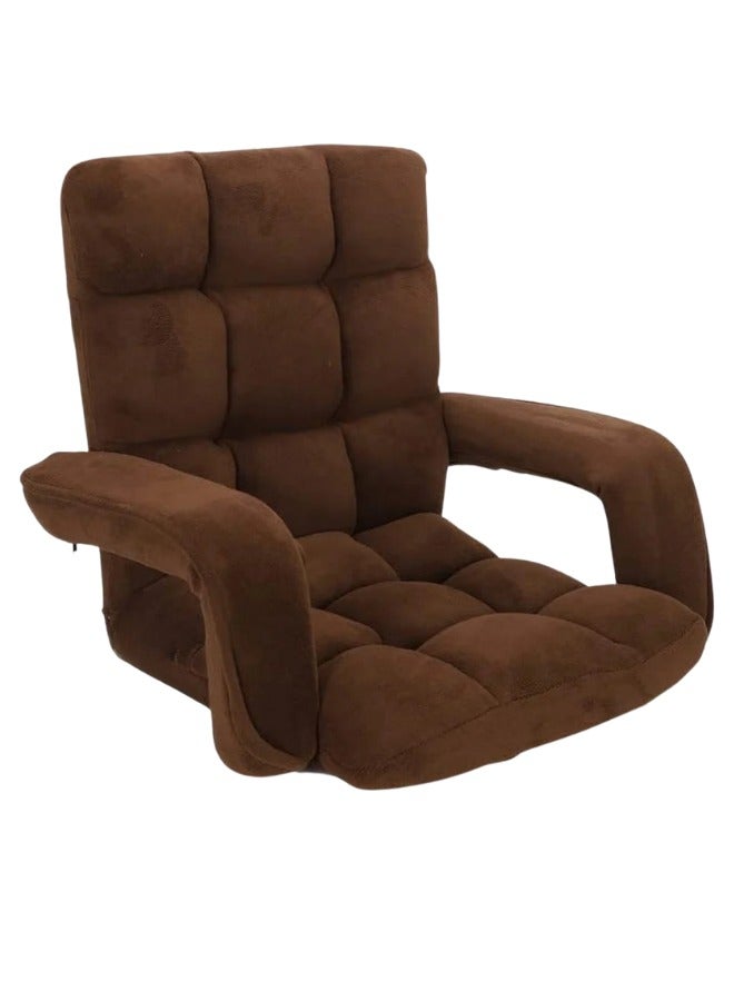 سمارت هوم طقم كراسي أرضية فاخرة يتكون من كرسيان، قابل للطي مع مسند ذراع – كرسي استرخاء قماش مخمل ، مريح للاسترخاء والتخييم، دعامة ظهر مريحة، طي سهل للتخزين، مثالي لغرفة المعيشة والألعاب والرحلات، بحجم 60×54×54 سم، لون بني - Image 4