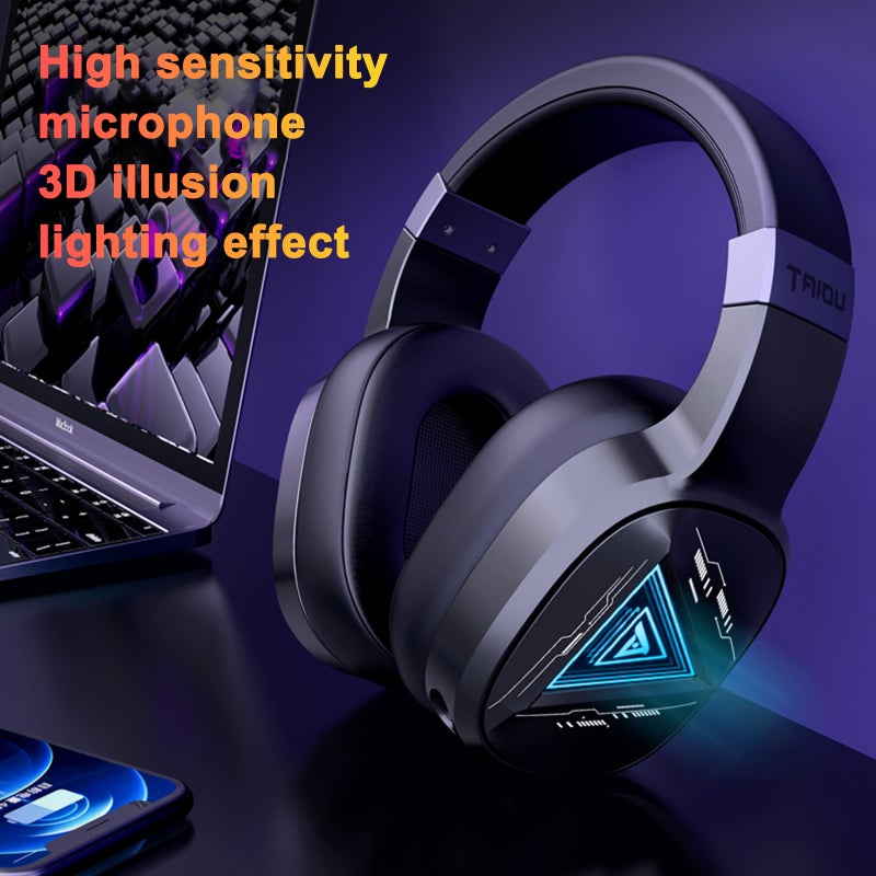 TAIOU Over Ear Gaming Headset BT5.2 & 2.4G Wireless E-Sports Gaming Headphones 3.5mm Wired Earphone with 3 Microphone Design for Smartphone Laptop PC Game Console - Image 2