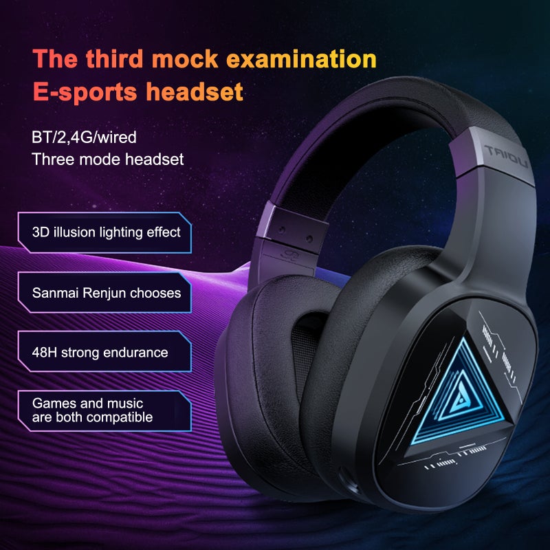 TAIOU Over Ear Gaming Headset BT5.2 & 2.4G Wireless E-Sports Gaming Headphones 3.5mm Wired Earphone with 3 Microphone Design for Smartphone Laptop PC Game Console - Image 3