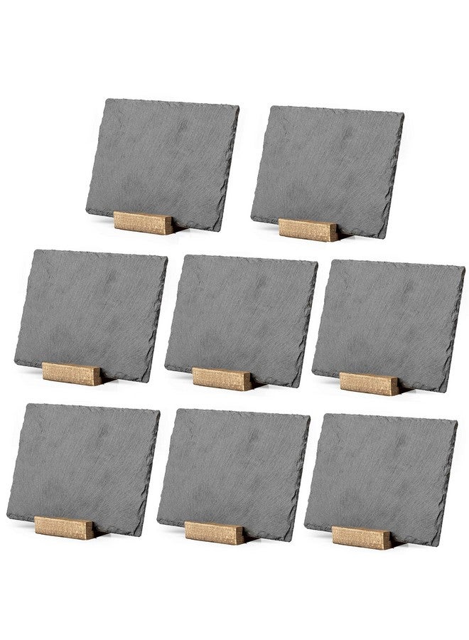 Ilyapa Mini Chalkboard Signs With Stand, 8 Pack - Rustic 5X6 Inch Small Slate Tabletop Chalk Boards With Wood Stands Set, Food Signs For Buffet Table - Image 1