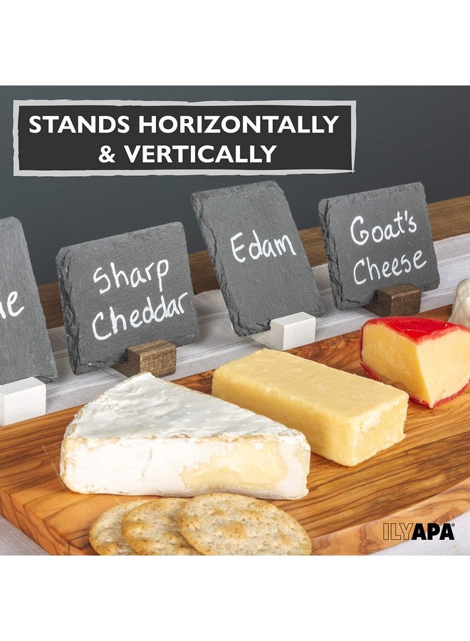 Ilyapa Mini Chalkboard Signs With Stand, 8 Pack - Rustic 5X6 Inch Small Slate Tabletop Chalk Boards With Wood Stands Set, Food Signs For Buffet Table - Image 4