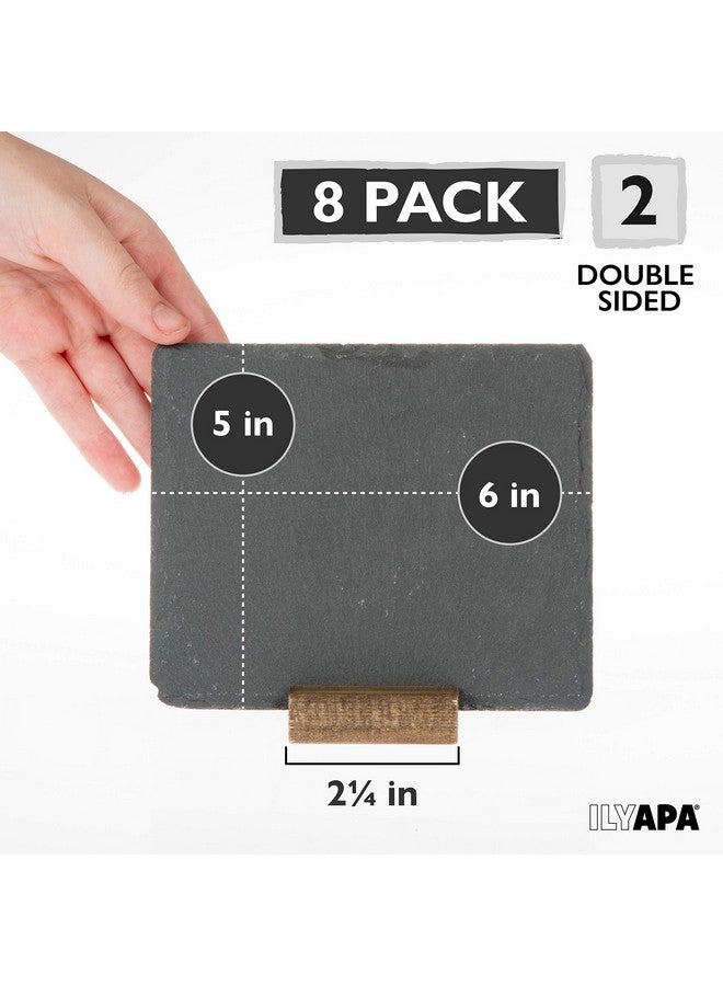 Ilyapa Mini Chalkboard Signs With Stand, 8 Pack - Rustic 5X6 Inch Small Slate Tabletop Chalk Boards With Wood Stands Set, Food Signs For Buffet Table - Image 2