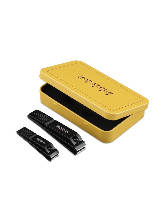 HAWATOUR Nail Clippers Set, Ultra Sharp Sturdy Fingernail And Toenail Clipper Cutters With Visibly Tin Case, Black  - Image 2