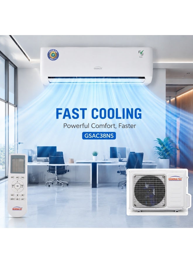 GENERALTEC 3 Ton Split Air Conditioner, T3 Rotary Compressor, Cooling Only, Fast Cooling, 4 Way Swing, Golden Fin, R410A, Remote Control, 220-240V, GSAC38NS, 1 Year Full & 5 Years Compressor Warranty 3250 W GSAC38NS White - Image 4