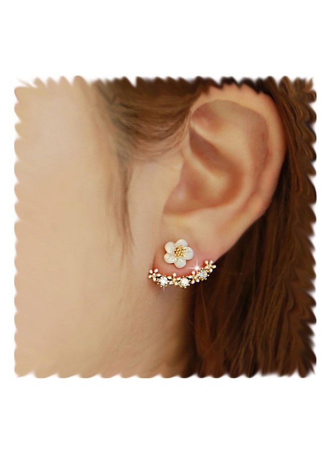 XINSHUN Women Fashion Accessories Crystal Stud Earrings Boucle D'Oreille Femme Flower Earrings Gold Bijoux Jewelry(Gold)  - Image 1