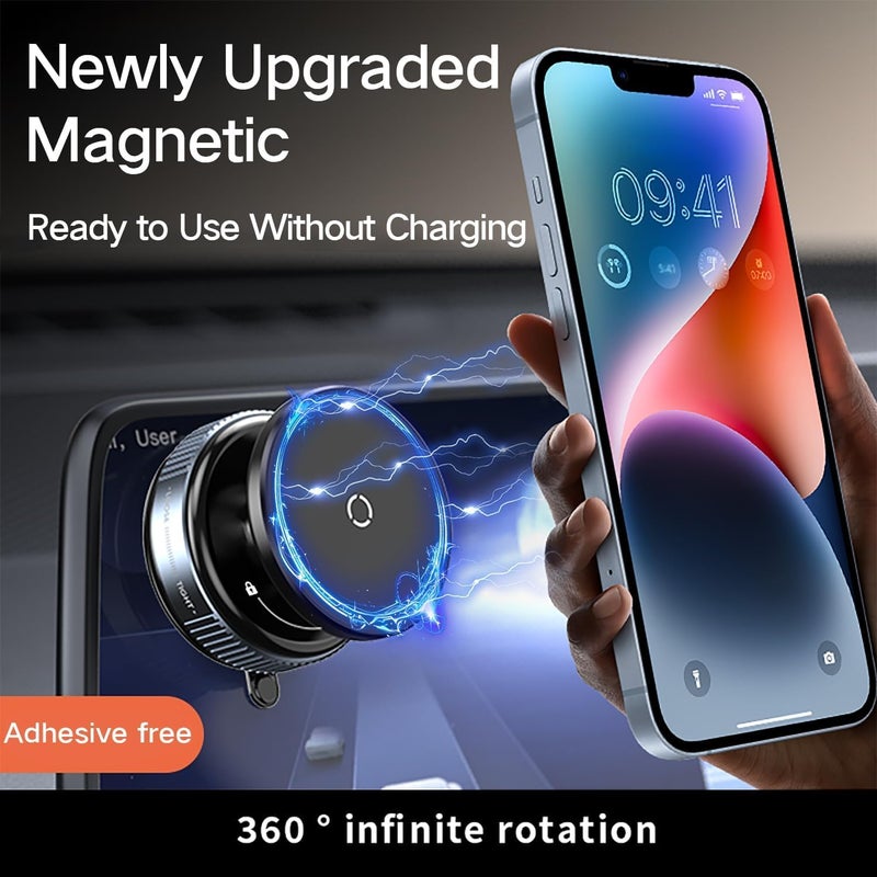 Finalize 360° Magnetic Car Mobile Holder for Dashboard Vacuum Suction Phone Holder Mount Hand Free Magnetic Cell Phone Stand with Strong Grip Shockproof Suction Cup for Car,Office (Non-Extended) - Image 2