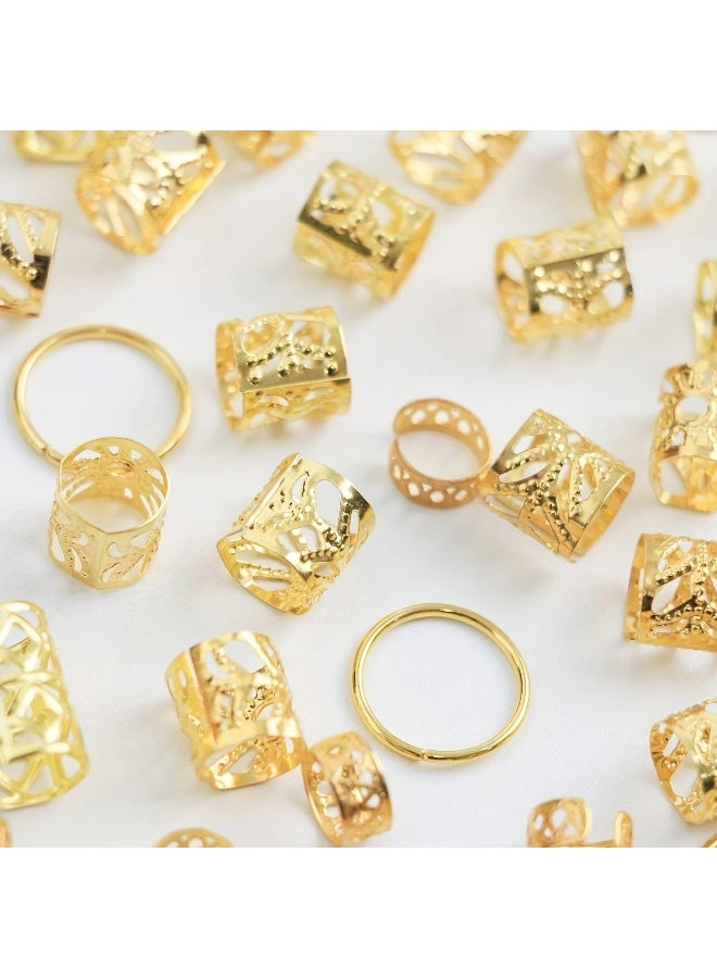 Goolsky [Vintage Hair Braids] 80pcs Hollow Hair Braids Rings | Vintage Hair Pins for Dreadlock Hair Accessories, Loc Hair Jewelry for Braids for Women And Girls - Image 3