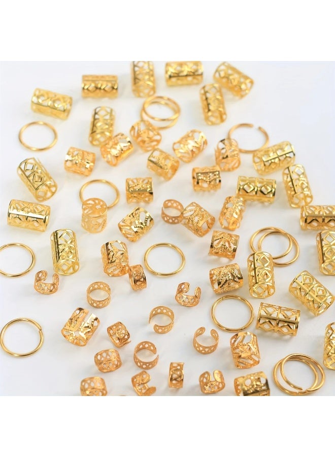 Goolsky [Vintage Hair Braids] 80pcs Hollow Hair Braids Rings | Vintage Hair Pins for Dreadlock Hair Accessories, Loc Hair Jewelry for Braids for Women And Girls - Image 4