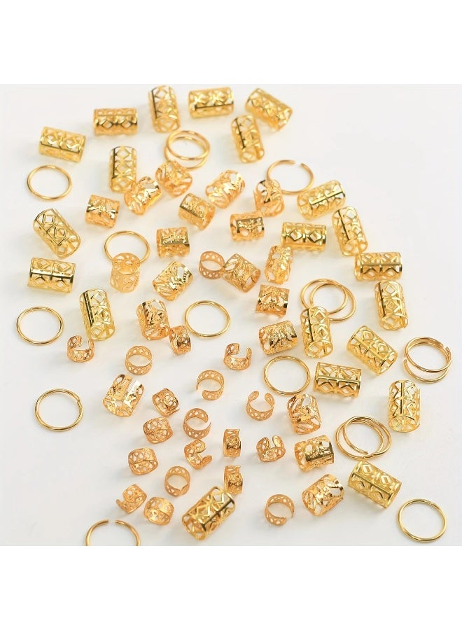 Goolsky [Vintage Hair Braids] 80pcs Hollow Hair Braids Rings | Vintage Hair Pins for Dreadlock Hair Accessories, Loc Hair Jewelry for Braids for Women And Girls - Image 5